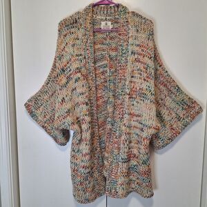 Volcom Multicolor On Cream Knit Open Cardigan Sweater Medium/Large